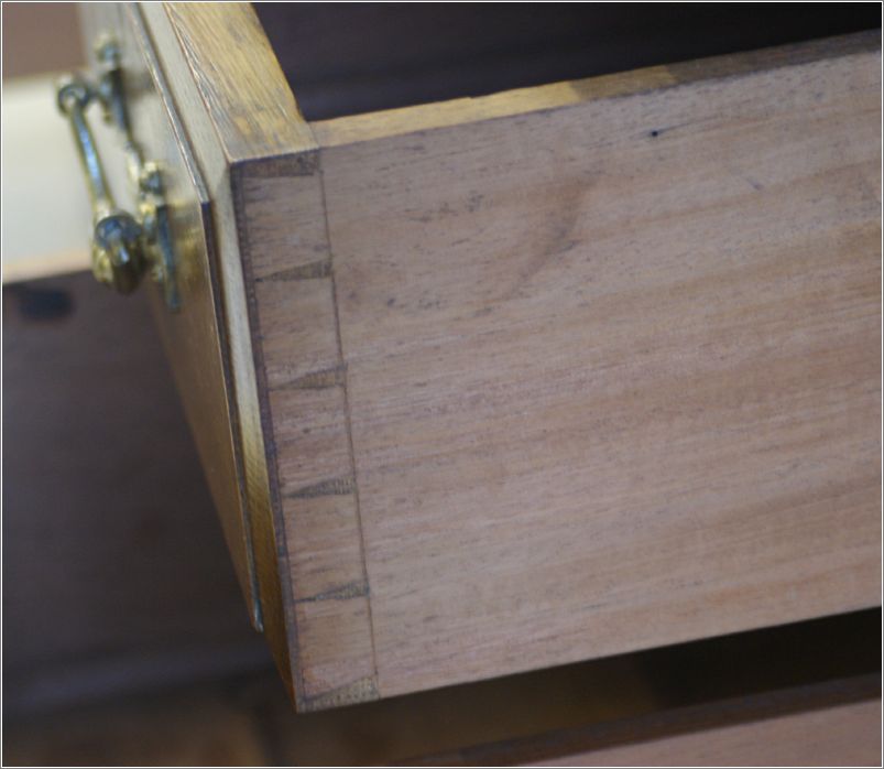 2076 Small Antique Oak Pedestal Desk Hand Cut Dovetails